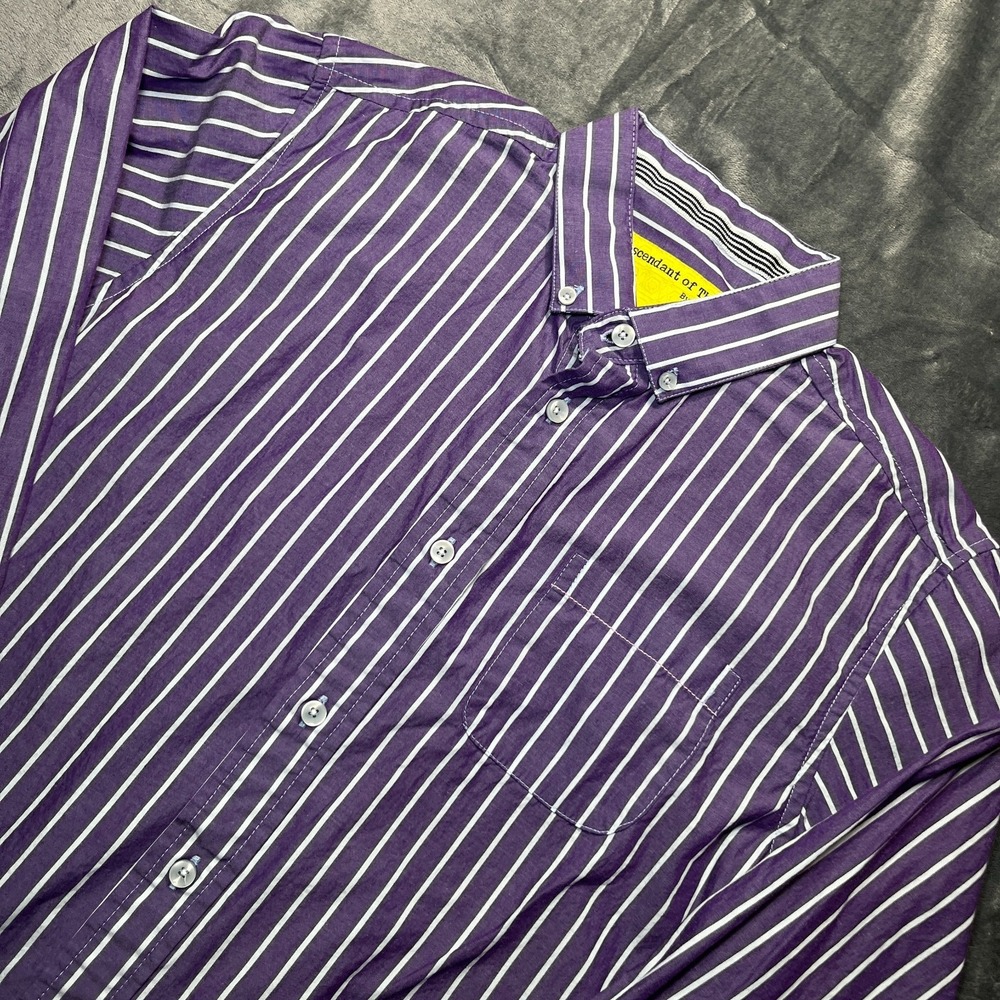 Descendant of Thieves Shirt Mens Large Purple Striped Long Sleeve Button Up - Picture 2 of 10